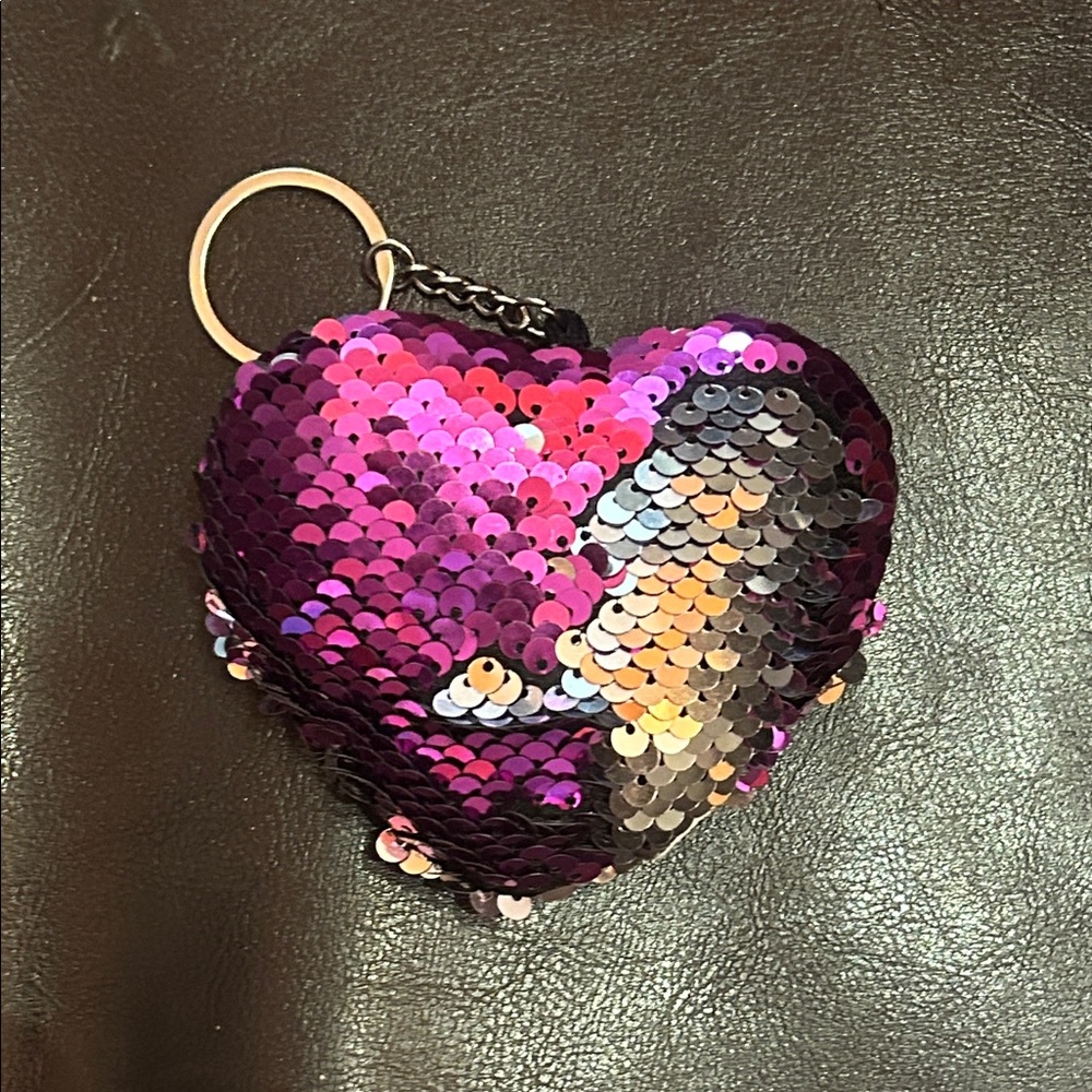 Vibrant Sequin Heart Keychain
